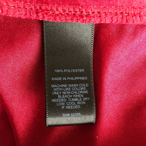 {Express} Red Strapless Ruched Shell Top - Picture 3 of 3